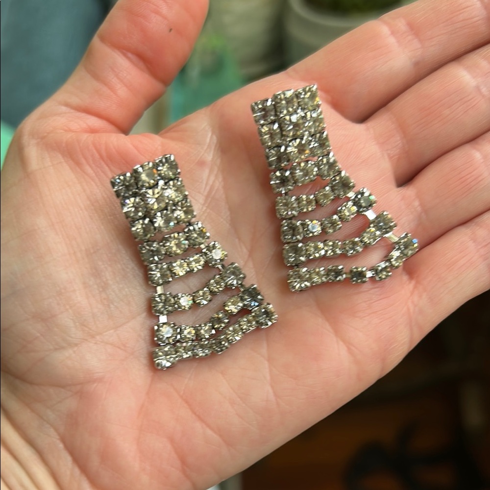 Vintage rhinestone earrings from 1980s